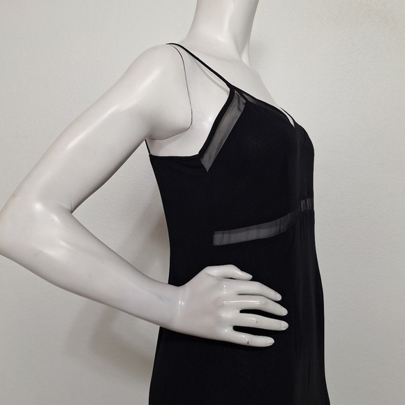 In Wear Black Witchy Romantic V-Neck Sheer Mesh Y2K Sleeveless Mini Dress Size 6 - Picture 8 of 13